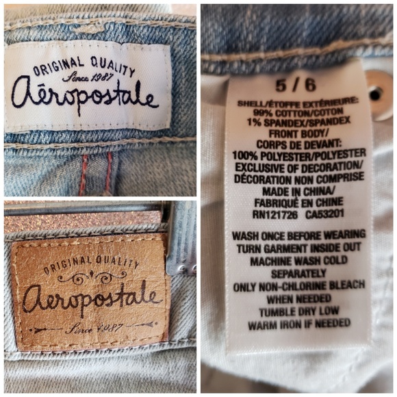 Aeropostale Embroidered Light Wash Denim Shorts - Picture 5 of 7